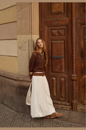 Stradivarius Jupe midi bouffante en popeline XL
