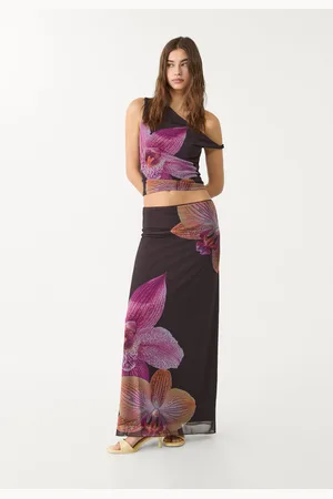 Stradivarius Jupe midi tulle imprimé L