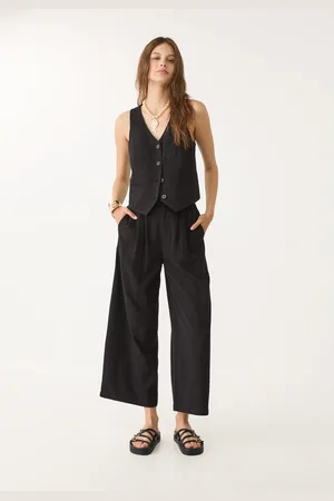 Stradivarius Jupe-culotte à pinces en lin mélangé XS