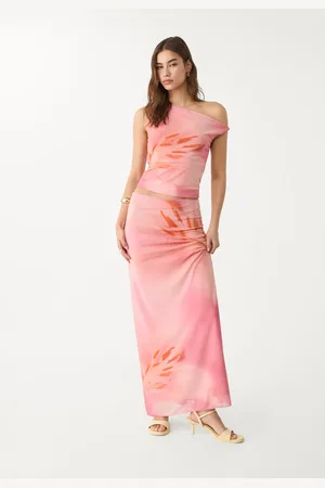 Stradivarius Jupe midi tulle imprimé XL