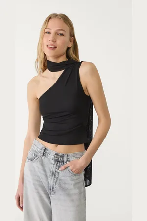 Stradivarius Top asymétrique en tulle foulard L