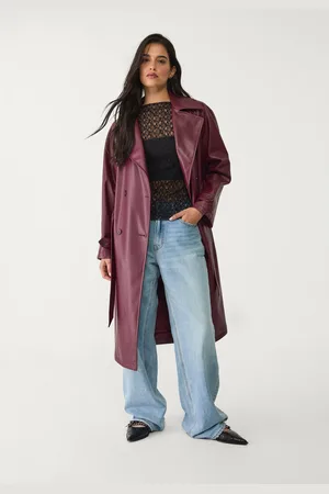 Stradivarius Trench long en similicuir S