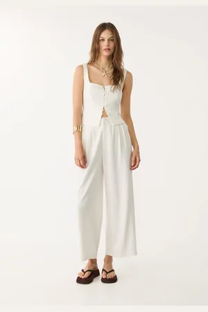 Stradivarius Jupe-culotte à pinces en lin mélangé XS