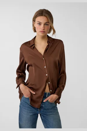 Stradivarius Chemise en satin à col à revers XS