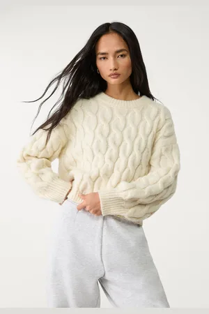 Stradivarius Pull cropped en maille tressée M