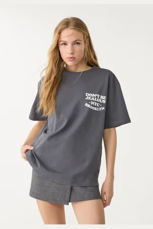 Stradivarius T-shirt oversize heavy cotton imprimé S