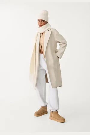 Stradivarius Manteau doux avec ceinture XL