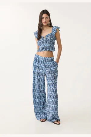 Stradivarius Top fluide à volants imprimé XL