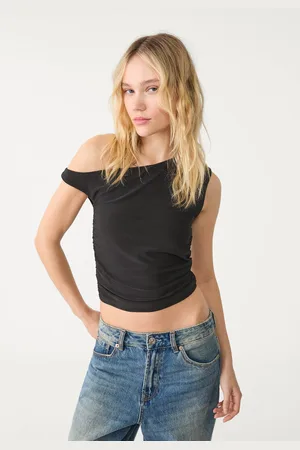 Stradivarius Top coupe asymétrique froncé S