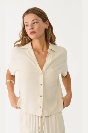 Stradivarius Chemise manches courtes avec lin XS