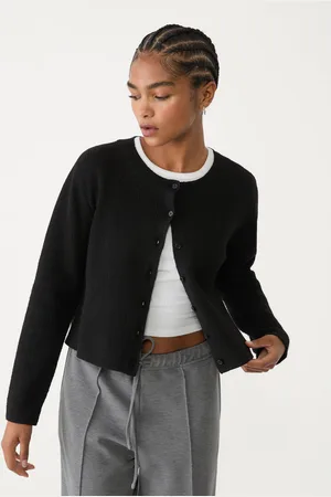 Stradivarius Veste en maille à boutons et bord-côte L