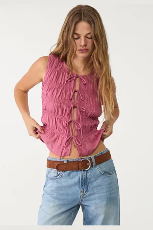 Stradivarius Top froncé à lacets L