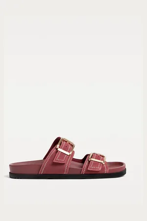 Stradivarius Sandales plates en cuir avec boucles 37