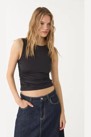 Stradivarius T-shirt polyamide drapé XS