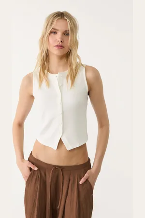 Stradivarius T-shirt basique à boutons XS