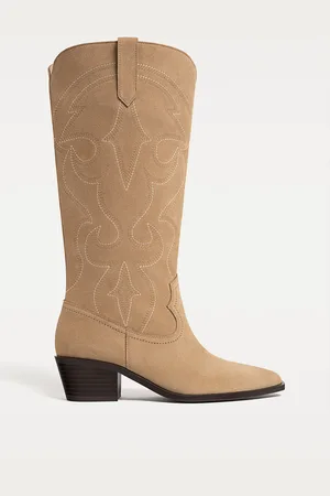 Stradivarius Bottes cowboy en croûte de cuir 36