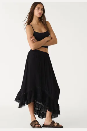 Stradivarius Jupe midi à volant asymétrique S