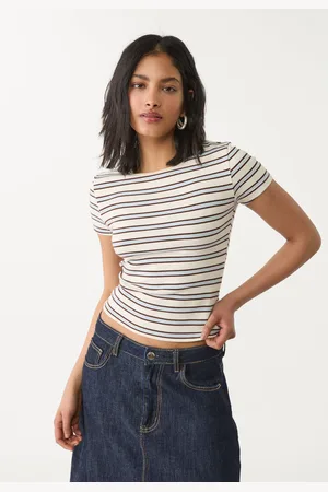 Stradivarius T-shirt basique slim fit à rayures M