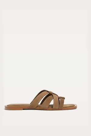 Stradivarius Sandales plates croûte de cuir 41
