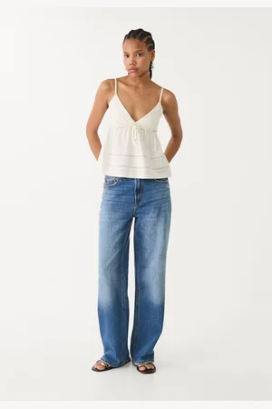 Stradivarius Top à bretelles et entredentelles S