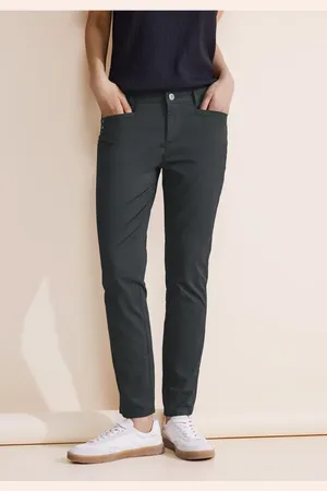 Street one Femme Pantalon en sergé coupe classique in Gris