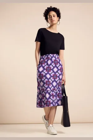 Street one Femme Jupe midi en jersey in Multicolore|Violet