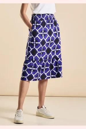 Street one Femme Jupe midi en jersey in Multicolore|Bleu