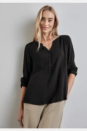 Street one Femme Blouse de base en couleur unie in Noir
