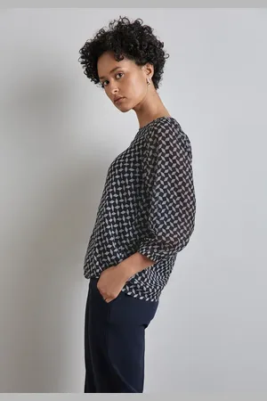 Street one Femme Blouse en mousseline de soie in Bleu