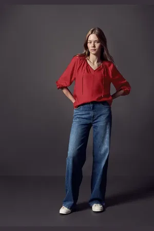 Street one Femme Blouse avec fronces in Rouge