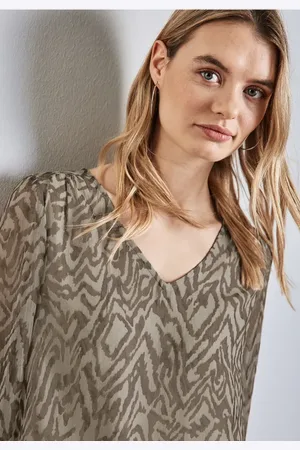 Street one Femme Blouse en mousseline de soie avec fronces in Beige