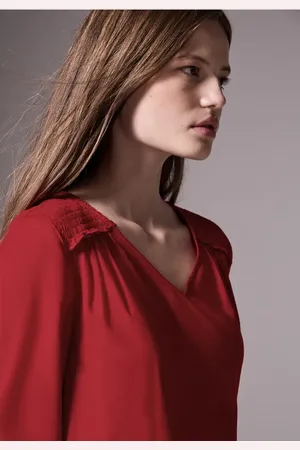 Street one Femme Blouse avec détail smocké in Rouge