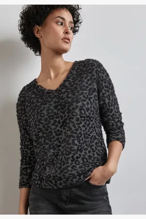 Street one Femme T-shirt à léopard in Gris