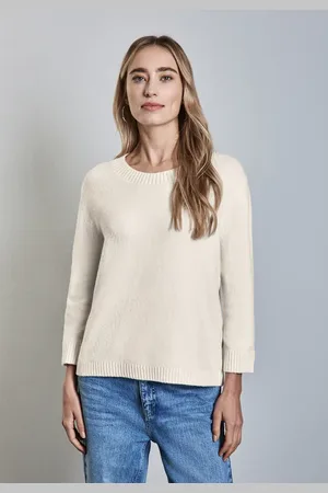 Street one Femme Pull en tricot à col rond in Blanc
