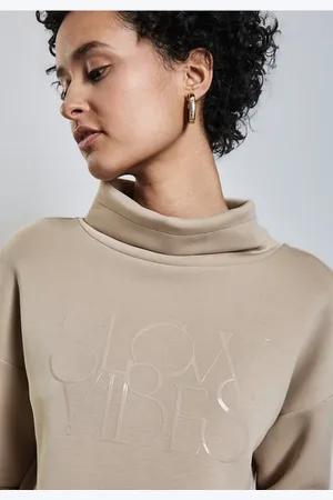 Street one Femme T-shirt en soie avec des mots in Beige