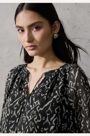 Street one Femme Blouse raglan en mousseline de soie in Noir