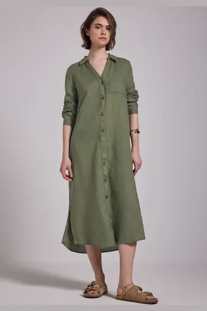 Street one Femme Robe midi en lin in Vert