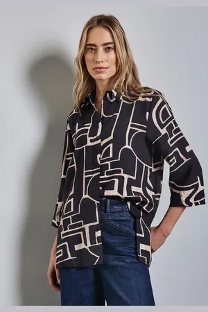 Street one Femme Blouse longue avec turn-up in Bleu