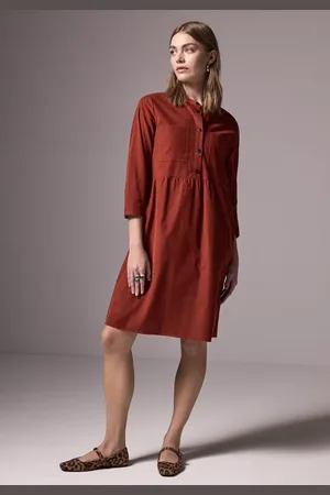 Street one Femme Robe en velours côtelé avec volants in Marron