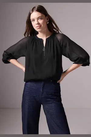 Street one Femme Blouse en mousseline de soie in Noir