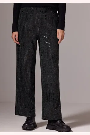Street one Femme Pantalon large avec paillettes in Noir