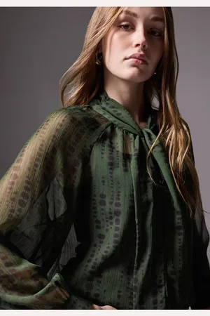 Street one Femme Blouse en mousseline avec nœud in Vert