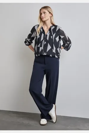 Street one Femme Blouse en mousseline de soie à motifs in Bleu