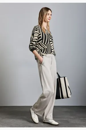 Street one Femme Blouse à col rond avec imprimé in Noir