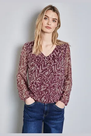 Street one Femme Blouse en mousseline de soie avec fronces in Rouge
