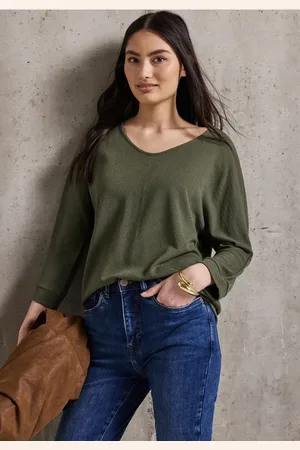 Street one Femme T-shirt tricoté avec col en V in Vert