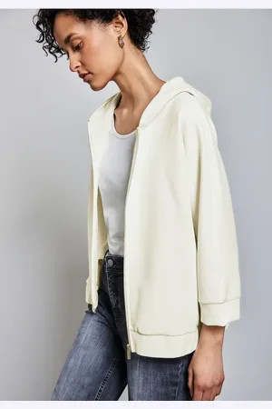 Street one Femme Veste à capuche Silk-Look in Blanc