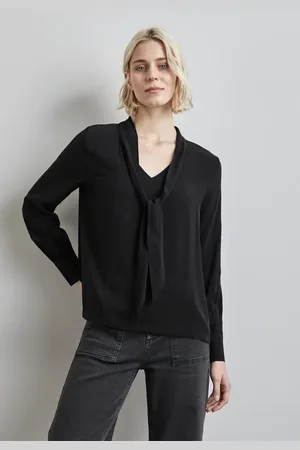 Street one Femme Blouse avec noeud in Noir
