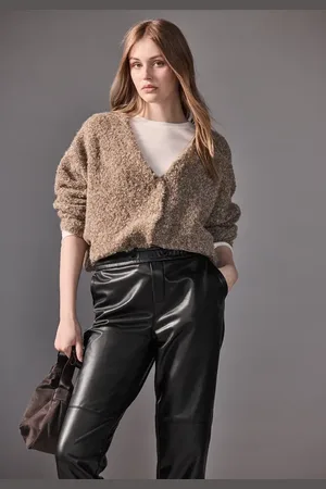 Street one Femme Pantalon au look cuir in Noir