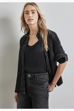 Street one Femme Top blouse en satin in Noir